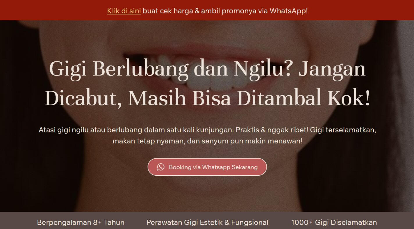 a promotional landing page for dentist, one of jp design studio, a website, brand identity kit client